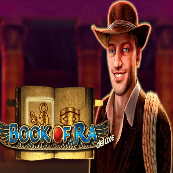 Book of Ra Deluxe online game logo by Novomatic on slotosport.eu