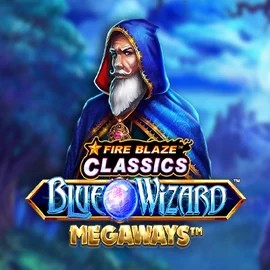 Fire Blaze Blue Wizard Megaways slot logo by Rarestone Gaming at Slotosport CasinoFire Blaze Blue Wizard Megaways